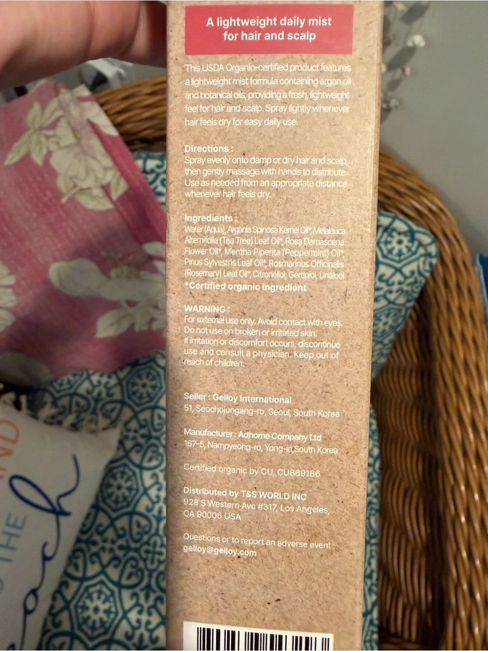 New in box The Aroma Shop Organic Rose Argan Hair Mist